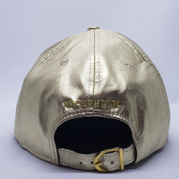 Rockertype Thunderbolt Logo Gold leather baseball cap hat - Picture 2 of 3